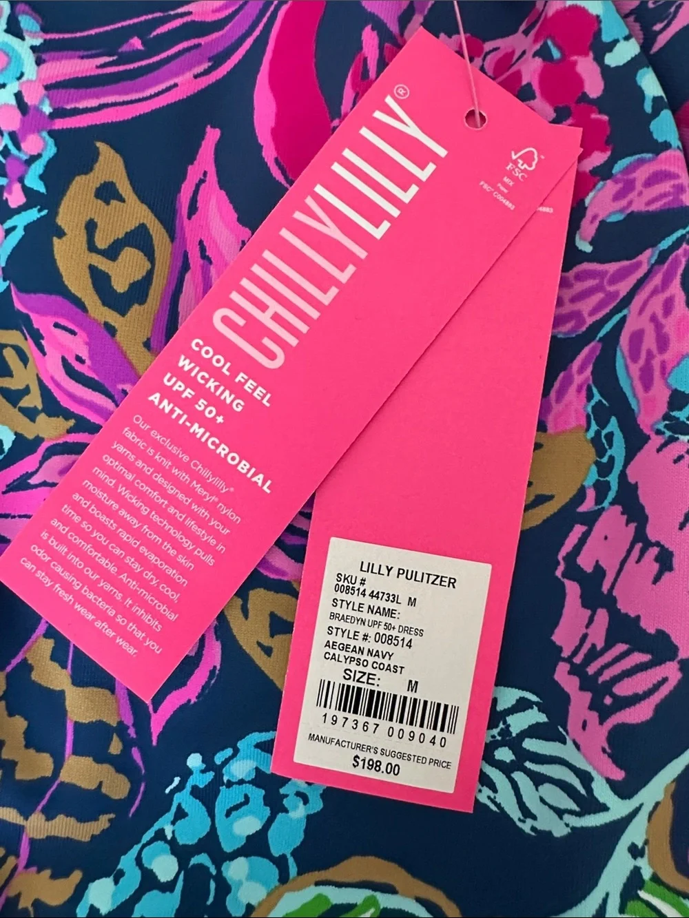 NWT, Lilly Pulitzer Braedyn UPF 50+ Dress, Aegean Navy Calypso Coast, Size M